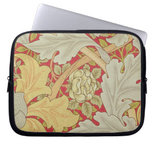 Den Acanthuslöv och vilden steg på en crimson Laptop Sleeve