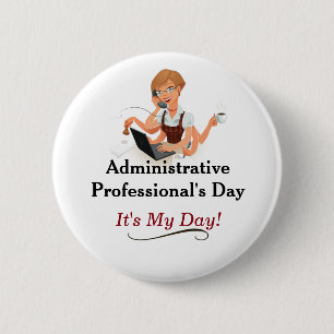 Den administrativa professionell dag klämmer fast knapp