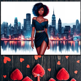 Den afrikanska amerikanska staden elegant-dam-klän poster