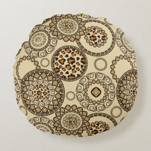 Den afrikanska cheetahen flår mönster 3 rund kudde