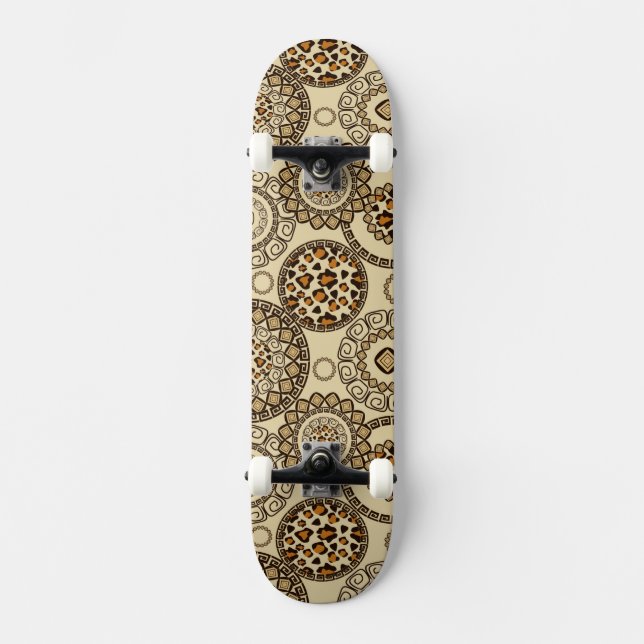 Den afrikanska cheetahen flår mönster 3 skateboard bräda 19,5 cm (Framsida)
