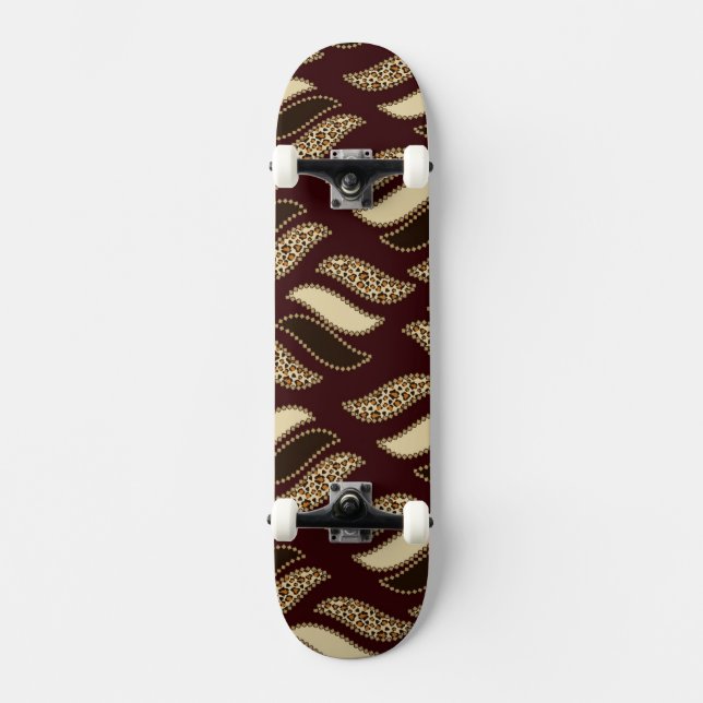 Den afrikanska cheetahen flår mönster skateboard bräda 19,5 cm (Framsida)