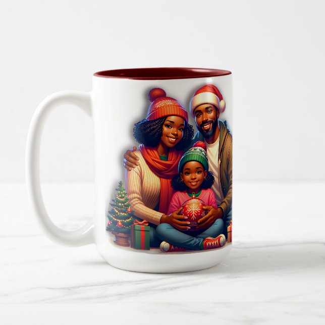 Den afrikanska familjen God jul Två-Tonad Mugg (Vänster)