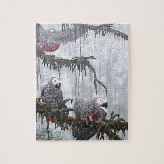 Den afrikanska grå färg mekaniskt säga efter att pussel (Vertikal)