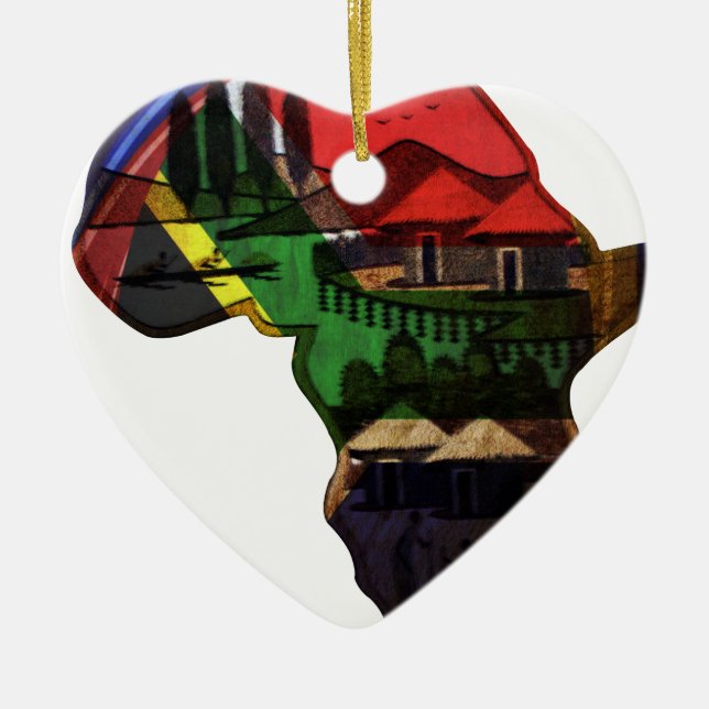 Den afrikanska kontinenten julgransprydnad keramik (Framsidan)