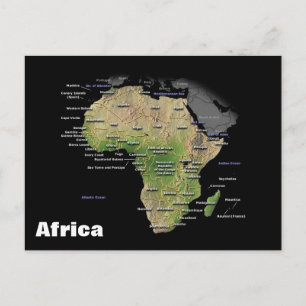 Den afrikanska kontinentens geografiska karta vykort