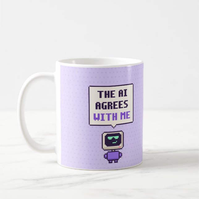 Den AI håller med mig Rolfig AI Pixel-mugg Kaffemugg (Vänster)