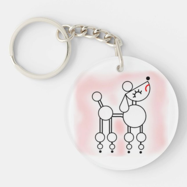 Den akryliska nyckelkedjan Vita Leksak Pudel (Framsidan)