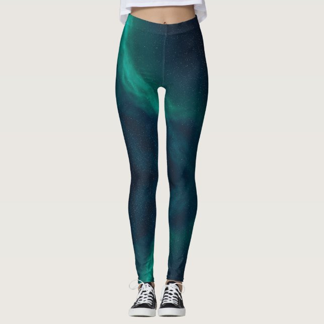 Den aktiva bäran Norra ljus Night himlar Leggings (Framsida)