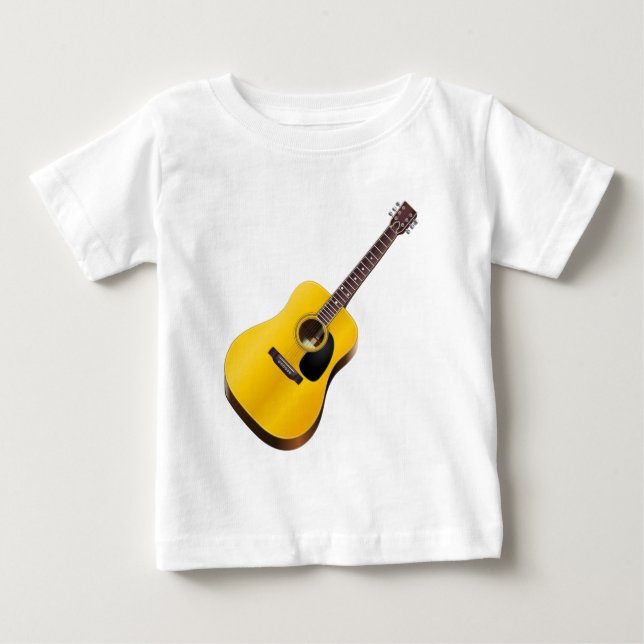 Den akustiska gitarren, musikal instrumenterar, tee shirt (Framsida)