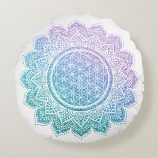 Den akuta blomman av meditationen Mandala glitter Rund Kudde