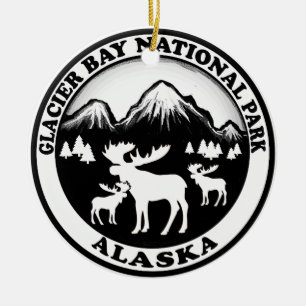 Den Alaska för glaciärfjärdnationalparken älge Julgransprydnad Keramik