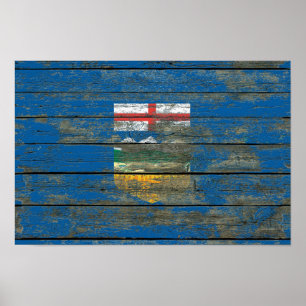 Den Alberta flagga på grovt trä stiger ombord Poster