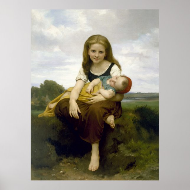 Den äldre syster av William-Adolphe Bouguereau Poster (Framsidan)