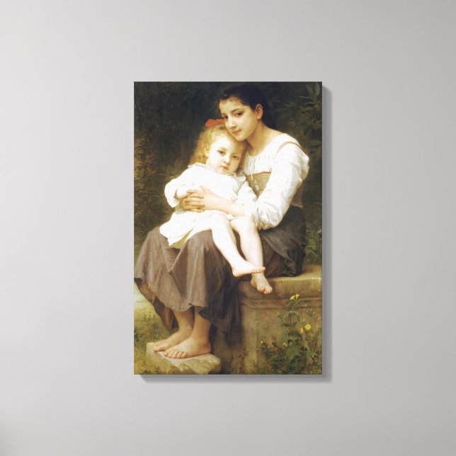 Den äldre syster (av William Bouguereau) Canvastryck (Framsida)