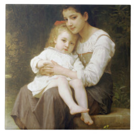 Den äldre syster (av William Bouguereau) Kakelplatta