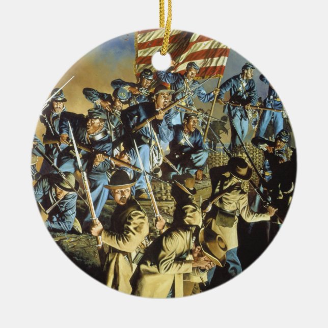 Den aldrig berörda gammala flagga det slipat julgransprydnad keramik (Framsidan)