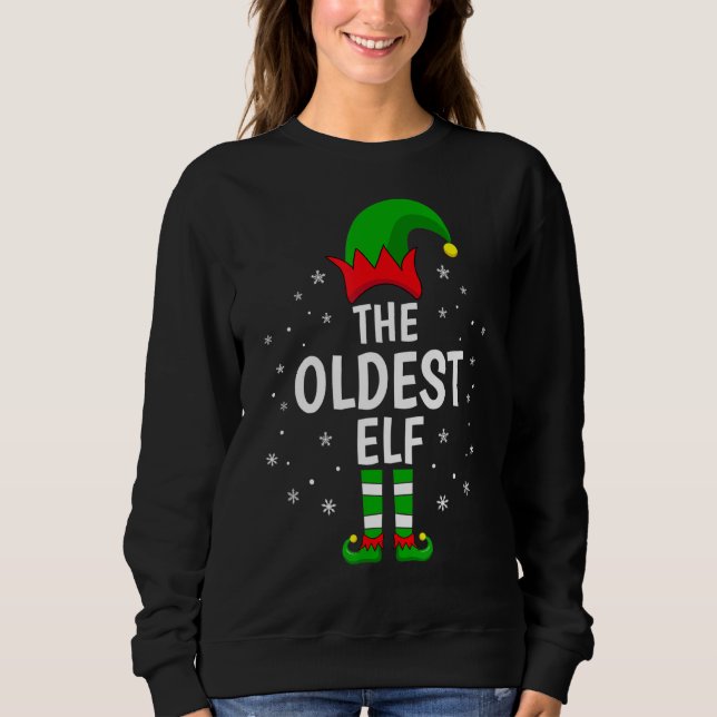 Den äldsta Elf Julafton Matching Family Funny Chri T Shirt (Framsida)