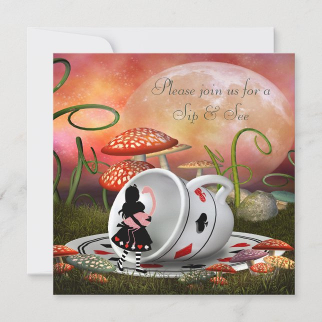 Den Alice & Flamingosmutten & ser baby shower Inbjudningar (Framsida)