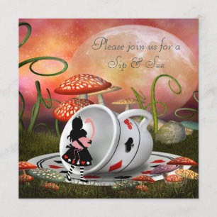 Den Alice & Flamingosmutten & ser baby shower Inbjudningar
