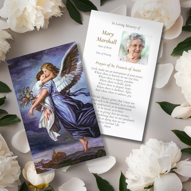 Den allmänna ängeln på Lord Prayer Sympathy Cards  Visitkort (Angel of the Lord prayer cards for a funeral, sympathy prayer cards, funeral prayer cards)
