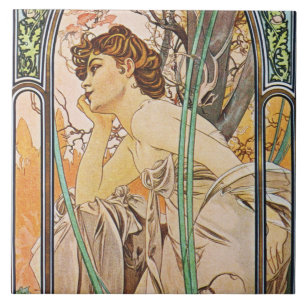 Den Alphons Mucha aftonreverien belägger med tege Kakelplatta