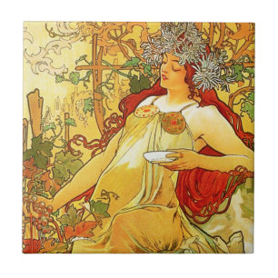 Den Alphonse Mucha hösten belägger med tegel Kakelplatta