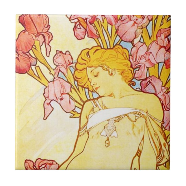 Den Alphonse Mucha irisen belägger med tegel Kakelplatta (Framsidan)
