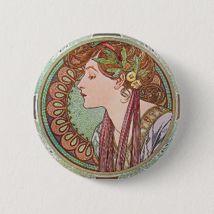 Den Alphonse Mucha lagrarart nouveau knäppas Knapp
