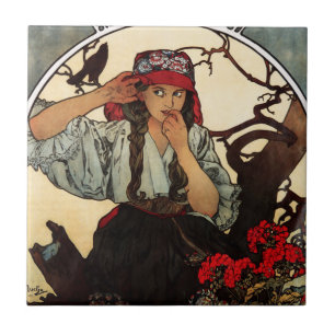 Den Alphonse Mucha Moravian lärarekören belägge Kakelplatta