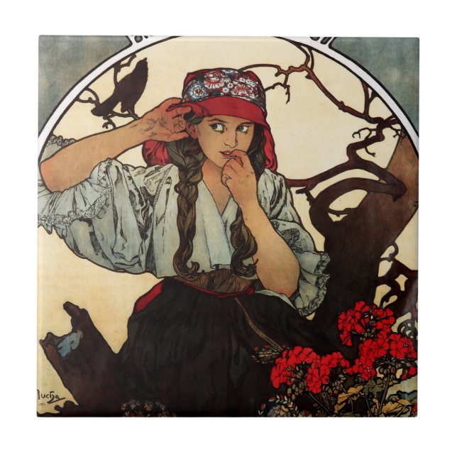 Den Alphonse Mucha Moravian lärarekören belägger Kakelplatta (Framsidan)