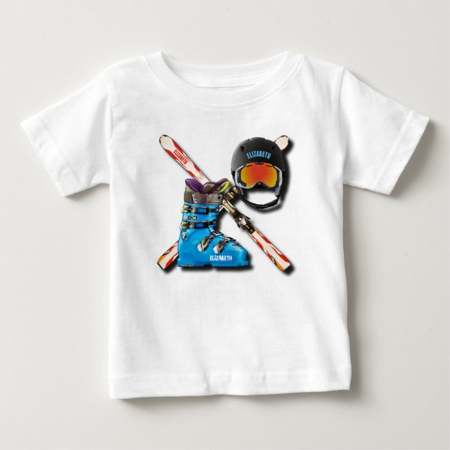 Den alpina skidåkningen startar hjälmen Googles T-shirt (Framsida)