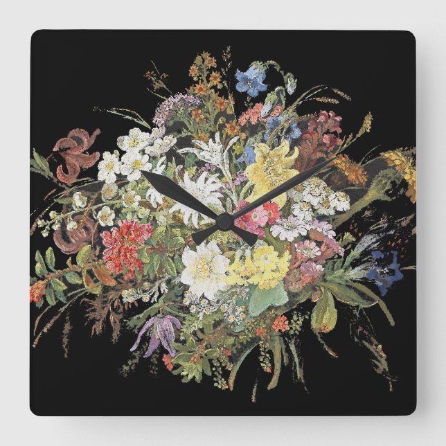 Den alpina vildblommablommaEdelweiss väggen tar Fyrkantig Klocka (Framsida)