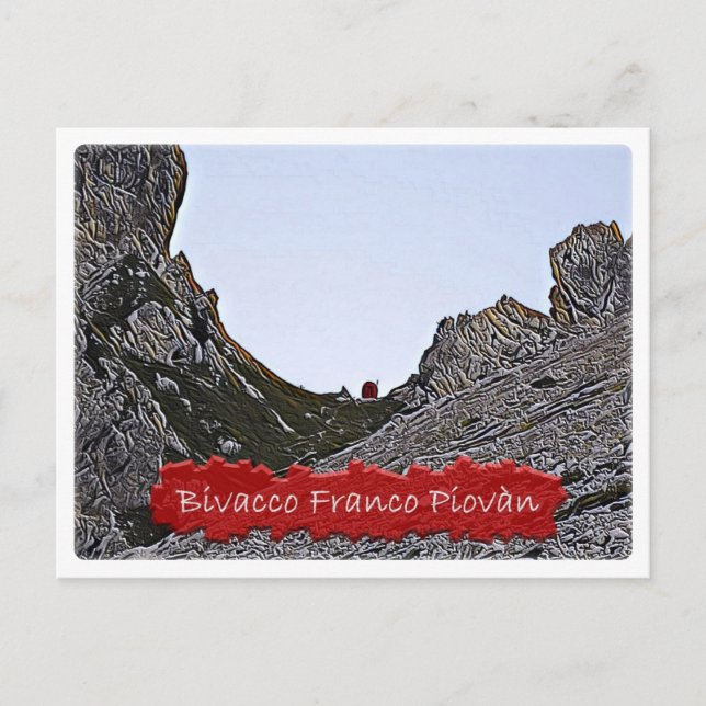 Den - alpint hut Bivacco Franco Piova - Dolomiti - Vykort (Framsida)