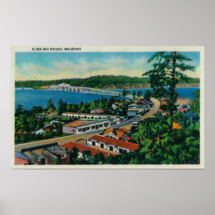 Den Alsea fjärden överbryggar i Waldport, Oregon Poster