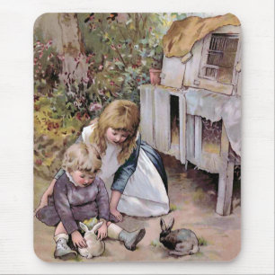 Den älsklings- kaninvintageillustrationen musmatta