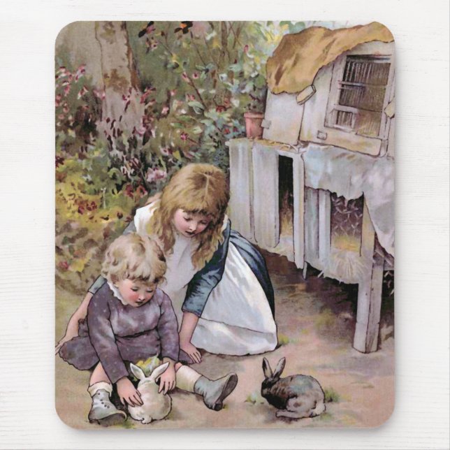 Den älsklings- kaninvintageillustrationen musmatta (Framsidan)