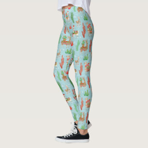 Den älskvärda Llamasjulen tänder krickamönster Leggings