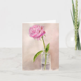 Den älskvärda pionblomman noterar kortet kort