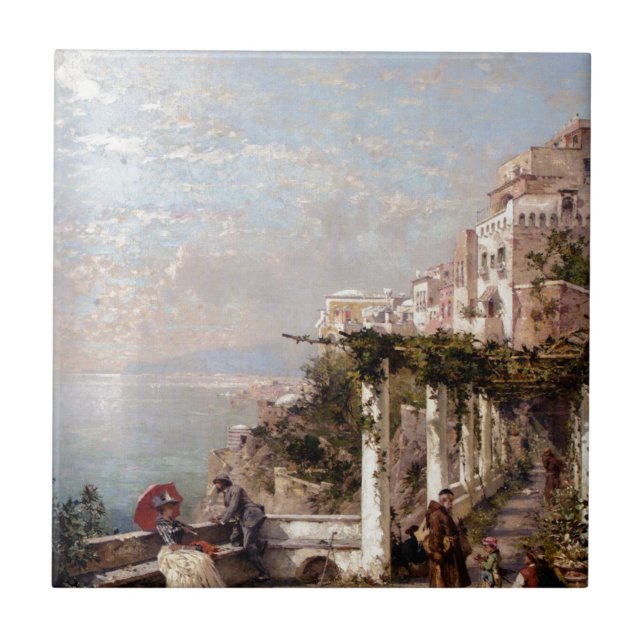 Den Amalfi kusten av Franz Richard Unterberger Kakelplatta (Framsidan)