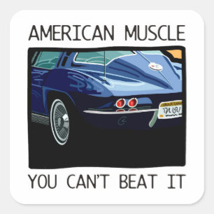 Den amerikanmuskelbilen, klassikern och vintage fyrkantigt klistermärke