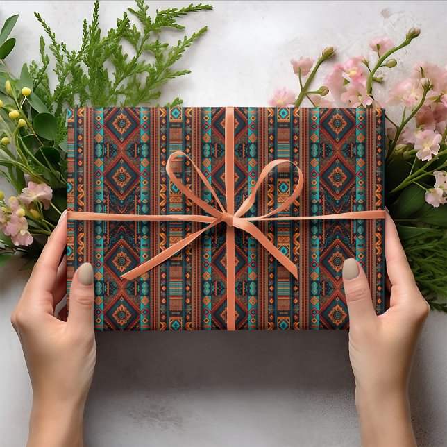 Den amerikanska Abstrakten Mönster Boho Kultur Presentpapper (Skapare uppladdad)