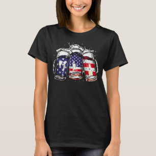 Den amerikanska Beer American Flagga 4:e juli Mana T Shirt