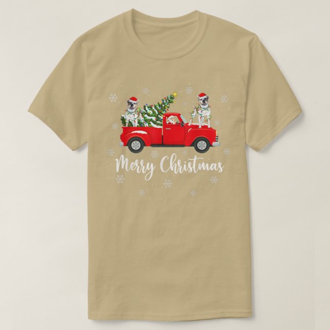 Den amerikanska bullhunden vid Santa Riding Julgra T Shirt (Design framsida)