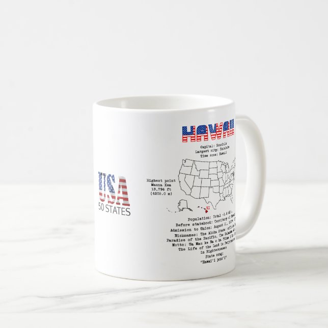 Den amerikanska delstaten Hawaii på karta och anvä Kaffemugg (Framsida höger)