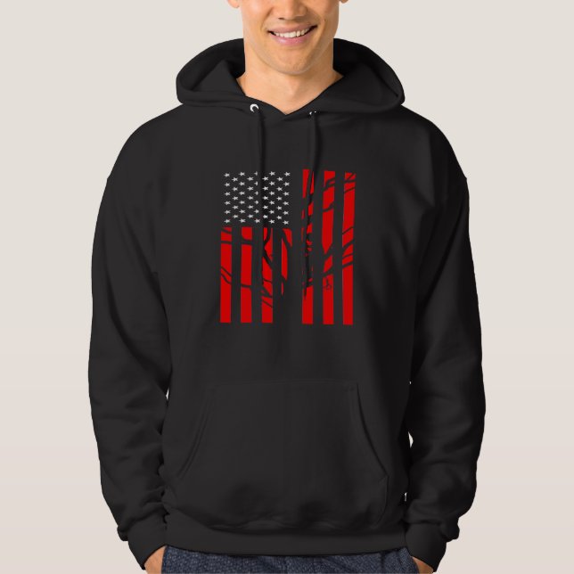 Den amerikanska Flagga-arboristiska För manar Cool Hoodie (Framsida)
