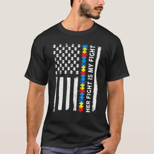 Den amerikanska Flagga Autism Awareness driver hen T Shirt (Framsida)