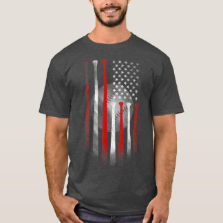 Den amerikanska Flagga Baseball Flagga TShirt Papp T Shirt