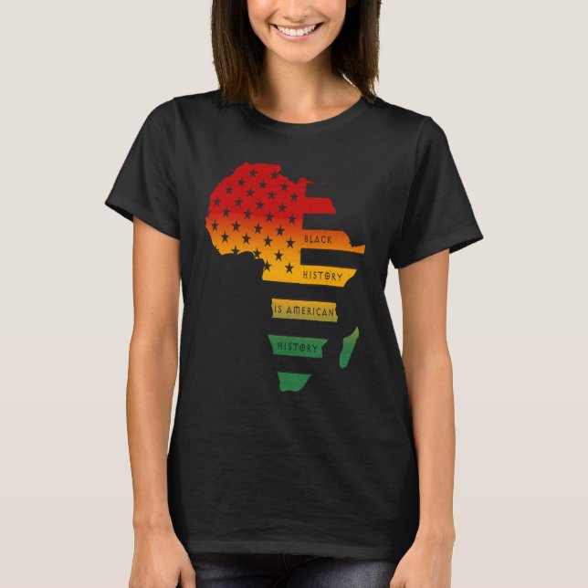 Den amerikanska flagga Black-historien i afrika är T Shirt (Framsida)