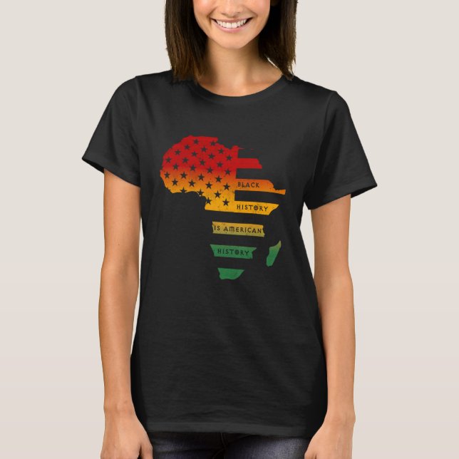 Den amerikanska flagga Black-historien i afrika är T Shirt (Framsida)